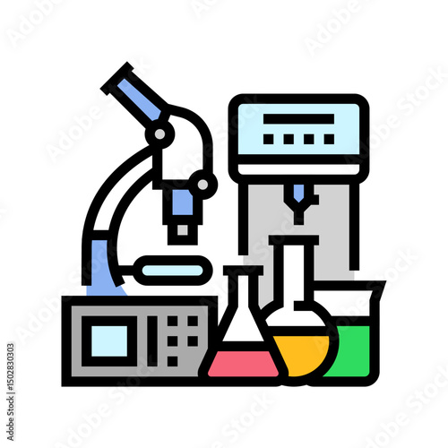 lab equipment research development color icon vector illustration