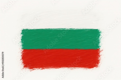 Fotografie A digital painting features Bulgaria's national flag in brushstrokes