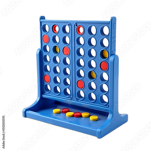 Blue Connect Four Game Board with Red and Yellow Discs