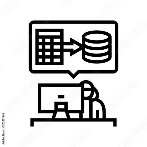 data entry administrative assistant line icon vector illustration