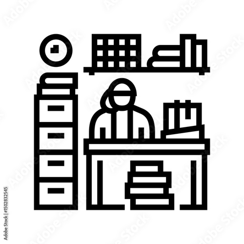 record keeping office assistant line icon vector illustration