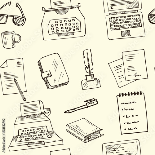 Copywriting doodle seamless pattern vector isolated objects