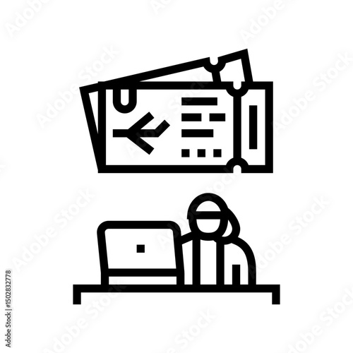 travel arrangements office assistant line icon vector illustration
