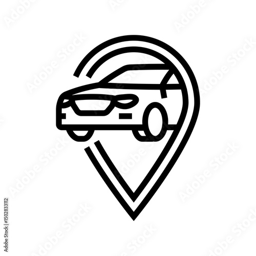 location pin car share service line icon vector illustration