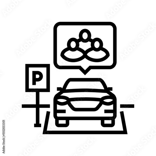 shared parking spot car share service line icon vector illustration
