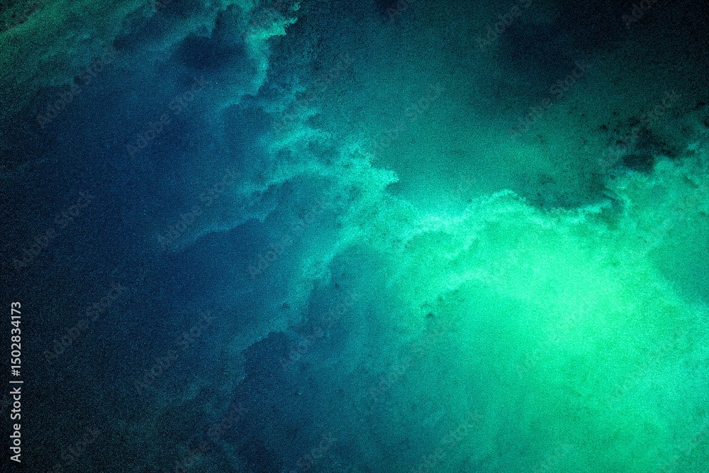 Fototapeta premium Subtle light shifts in the vibrant, blended, grainy aquamarine spectrum provide soft texture