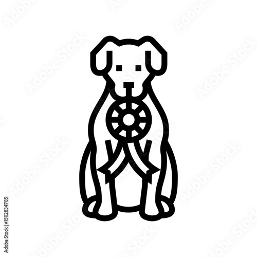 ribbon dog competition show line icon vector illustration