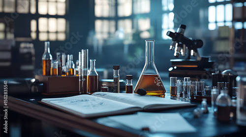 Classic Laboratory with Research Equipment. Research and science concept