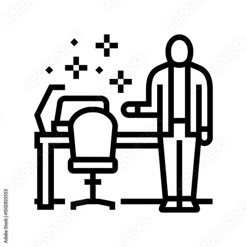 workplace hygiene employee health line icon vector illustration