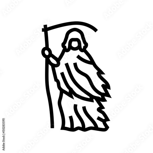grim reaper mortality line icon vector illustration