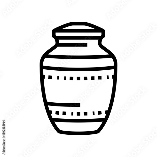 funeral urn mortality line icon vector illustration