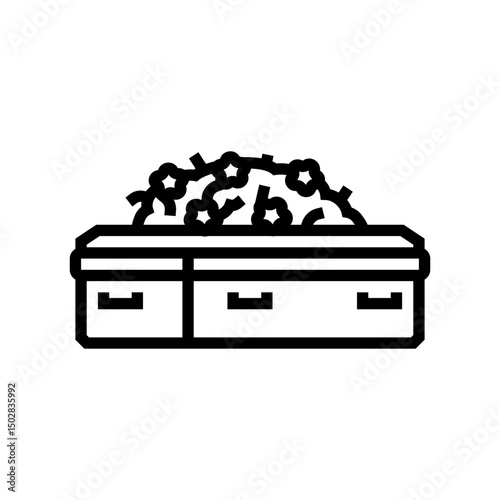 coffin flowers mortality line icon vector illustration