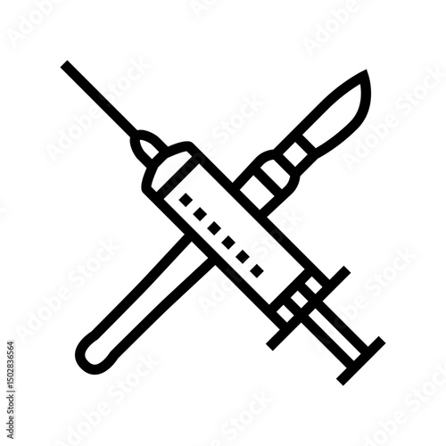 crossed medical tools mortality line icon vector illustration