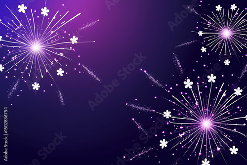 Cute Japanese Fireworks Background in Purple