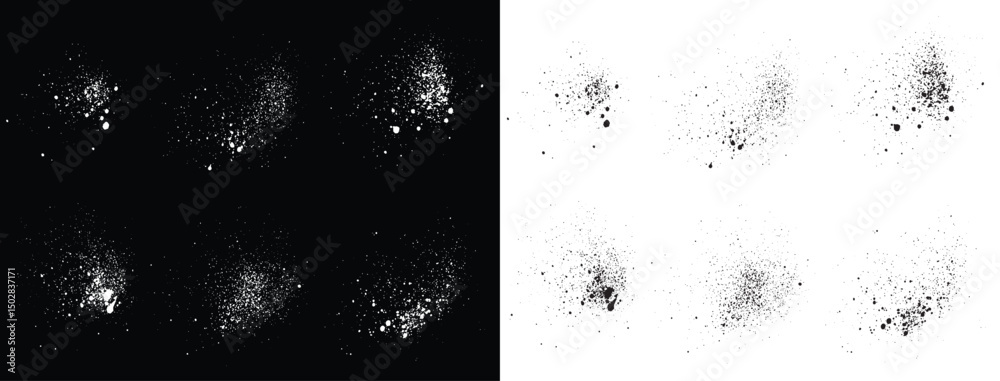 Grunge texture scratches set of black and white paint ink vector blood element splash background