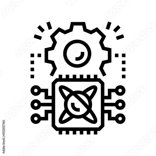 light particles interacting chip line icon vector illustration