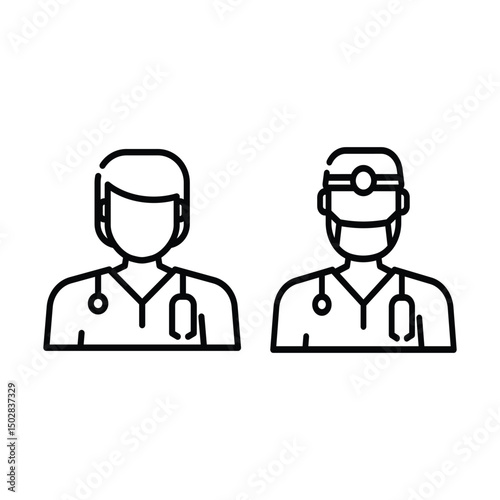 Veterinarian Outline Icon Set Design