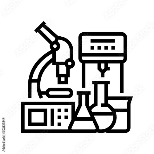 lab equipment research development line icon vector illustration