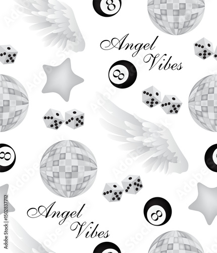 Pattern stylish gray accessories on white background.