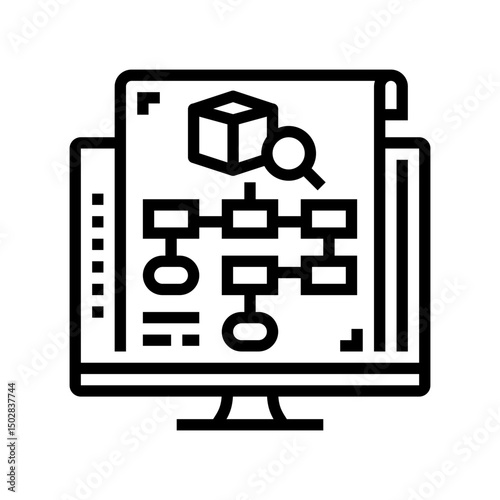 development blueprint research line icon vector illustration