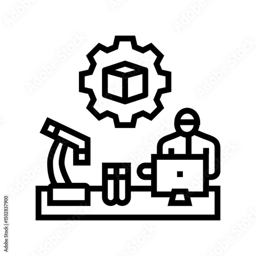 workshop research development line icon vector illustration