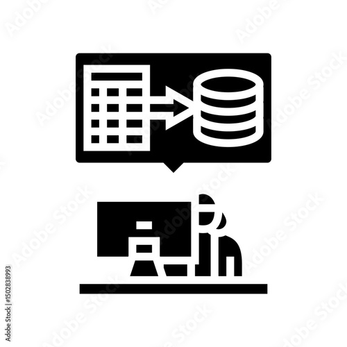 data entry administrative assistant glyph icon vector illustration