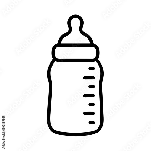 Baby Bottle Icon Outline – Feeding Bottle Vector Illustration