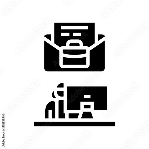 business correspondence office assistant glyph icon vector illustration