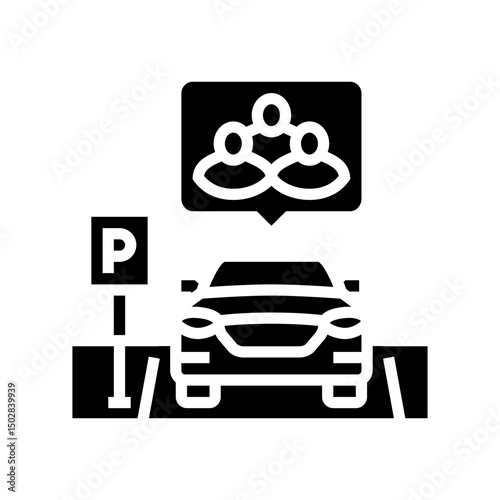 shared parking spot car share service glyph icon vector illustration