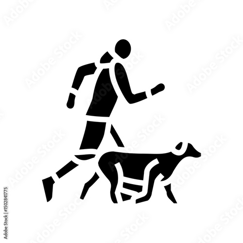 and handler running dog competition show glyph icon vector illustration