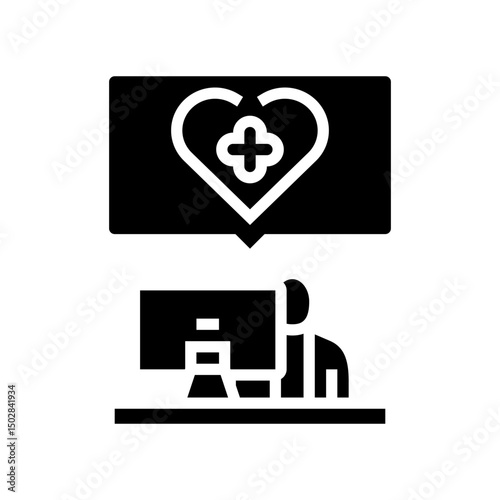 workplace wellness employee health glyph icon vector illustration