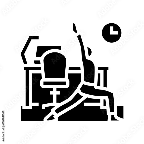 desk yoga employee health glyph icon vector illustration
