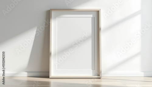 Vertical Blank Frame on White Floor Background