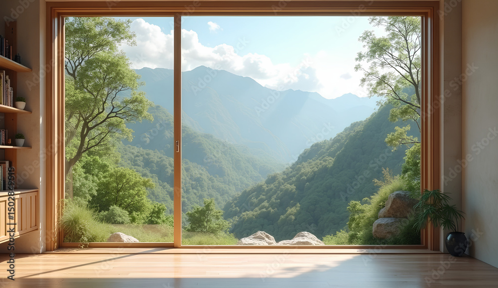 Fototapeta premium Large Window with Mountain View