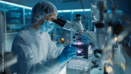 Scientist working on virus treatment in lab