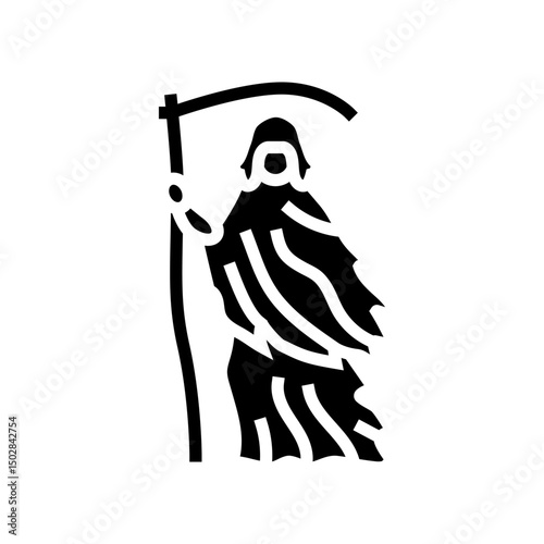grim reaper mortality glyph icon vector illustration
