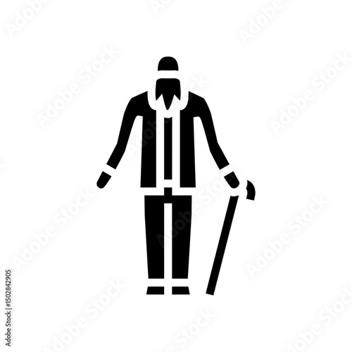 aging person mortality glyph icon vector illustration