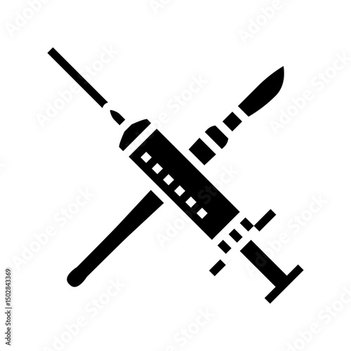 crossed medical tools mortality glyph icon vector illustration