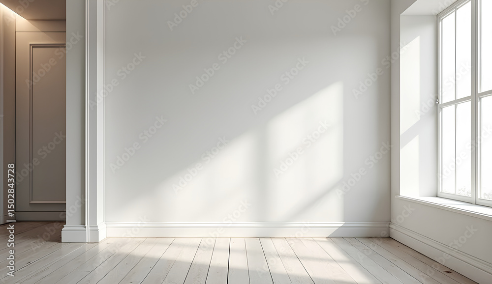 Fototapeta premium Soft Window Shadows in Minimalist Room