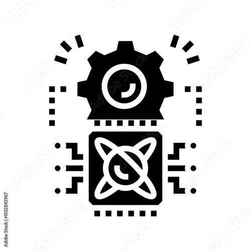 light particles interacting chip glyph icon vector illustration