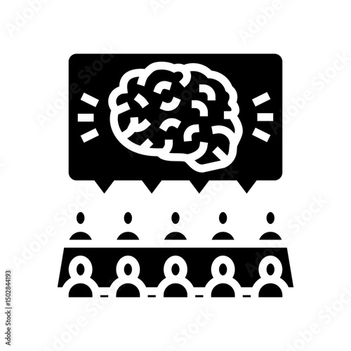 brainstorming session research development glyph icon vector illustration