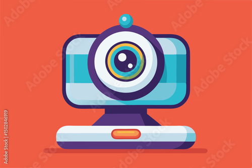 Illustration of a modern webcam for video conferencing and streaming