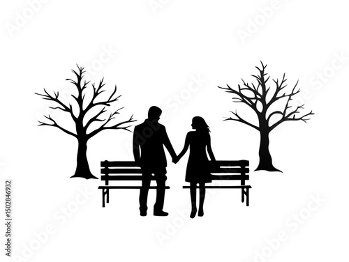 Silhouette Of A Couple Holding Hands In Falling S (1)