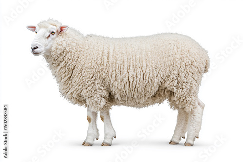 White Sheep Profile on White Background