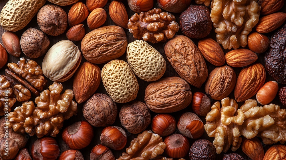 Naklejka premium Assorted nuts background.