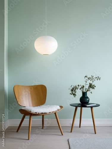 Light, airy room with a wooden chair and a round table.