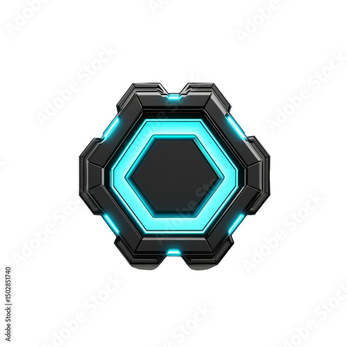 Futuristic Hexagon Tech Interface with Neon Blue Light
