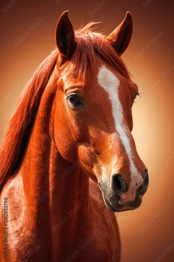 Naklejka premium Close-up shot of a horse's head on a brown background