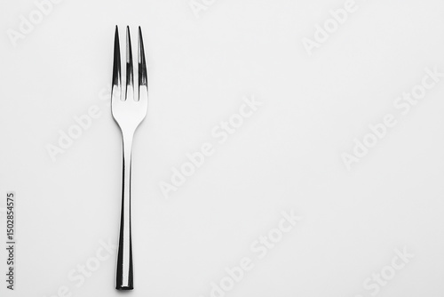 Silver Fork on White Background