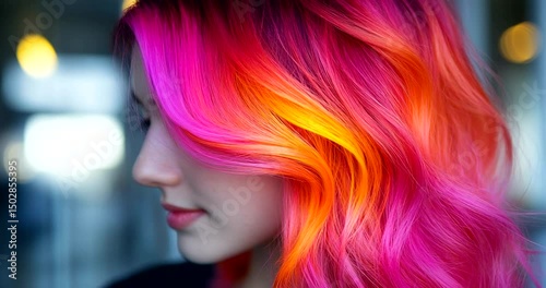Vibrant multicolored hair highlights